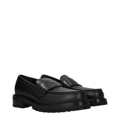 Off-White Black Leather Slip-On Loafers