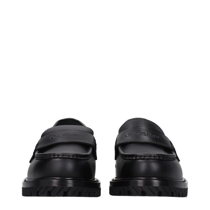 Off-White Black Leather Slip-On Loafers