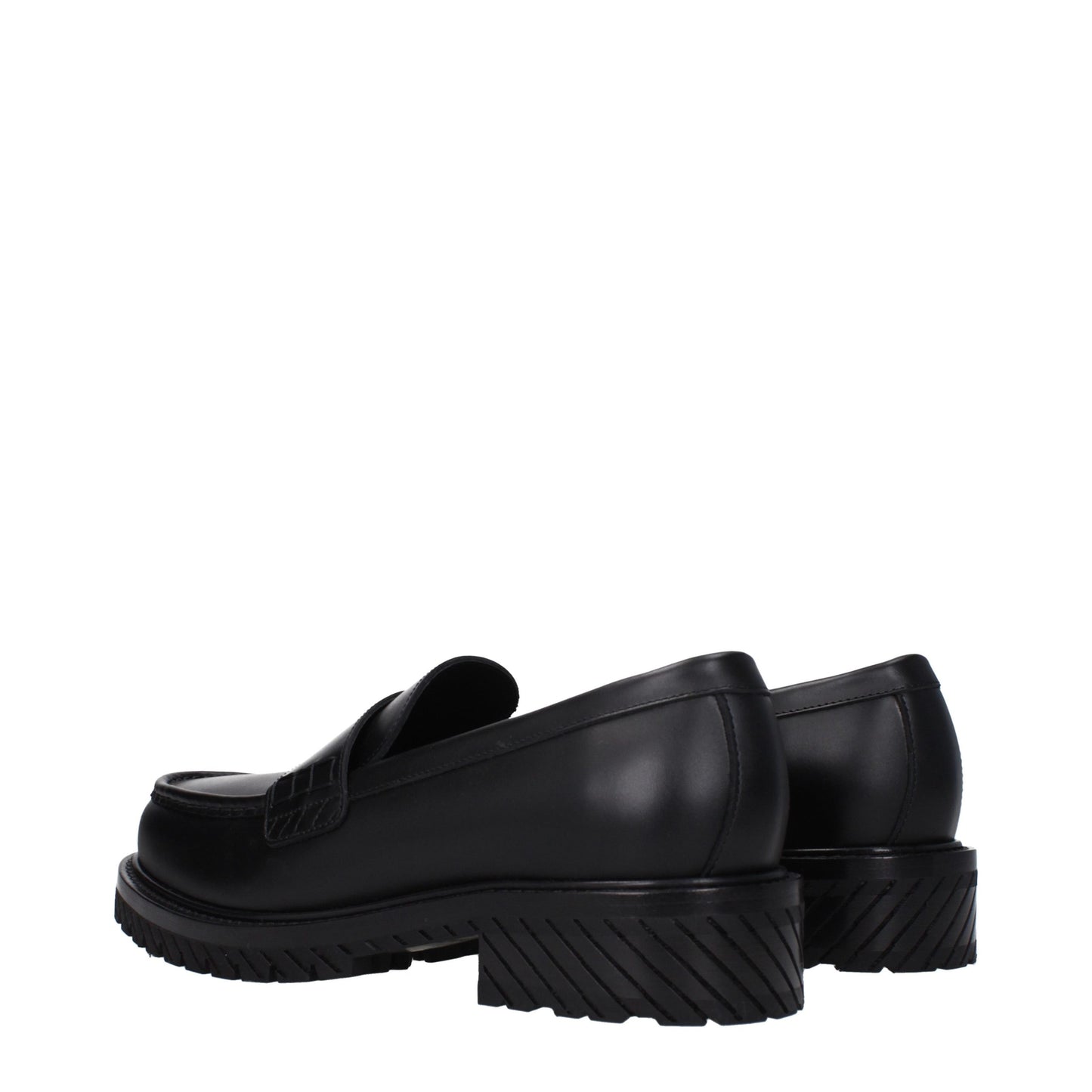 Off-White Black Leather Slip-On Loafers