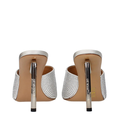 Off-White Gray Satin Stiletto Heel Sandals
