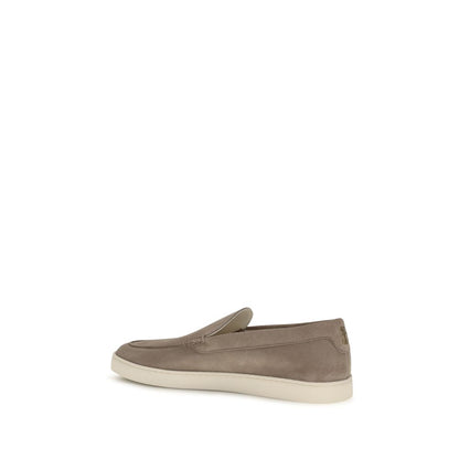 Brunello Cucinelli Gray Calf Leather Bos Taurus Slip-On Loafers
