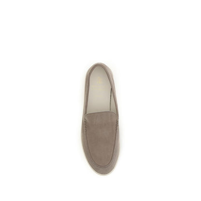 Brunello Cucinelli Gray Calf Leather Bos Taurus Slip-On Loafers