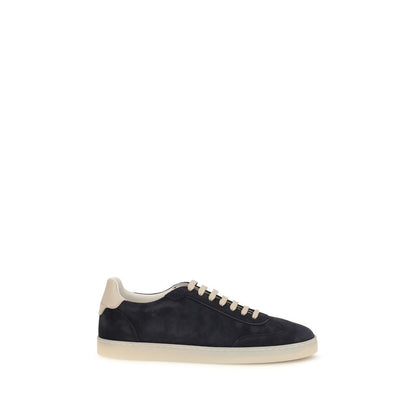 Brunello Cucinelli Brown Calf Leather Bos Taurus Low Top Sneakers