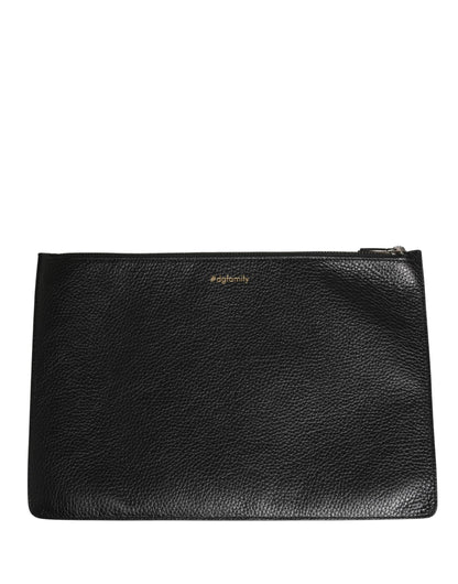 Dolce & Gabbana Black #DGFamily Embellished Leather Clutch Borse Bag