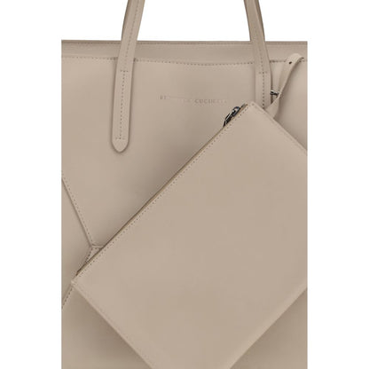 Brunello Cucinelli Beige Calf Leather Bos Taurus Shoulder Bag