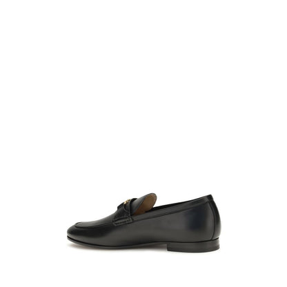 Valentino Garavani Black Calf Leather Bos Taurus Slip-On Loafers