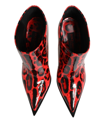 Dolce & Gabbana Red Leopard Cardinale Ankle Boots Shoes