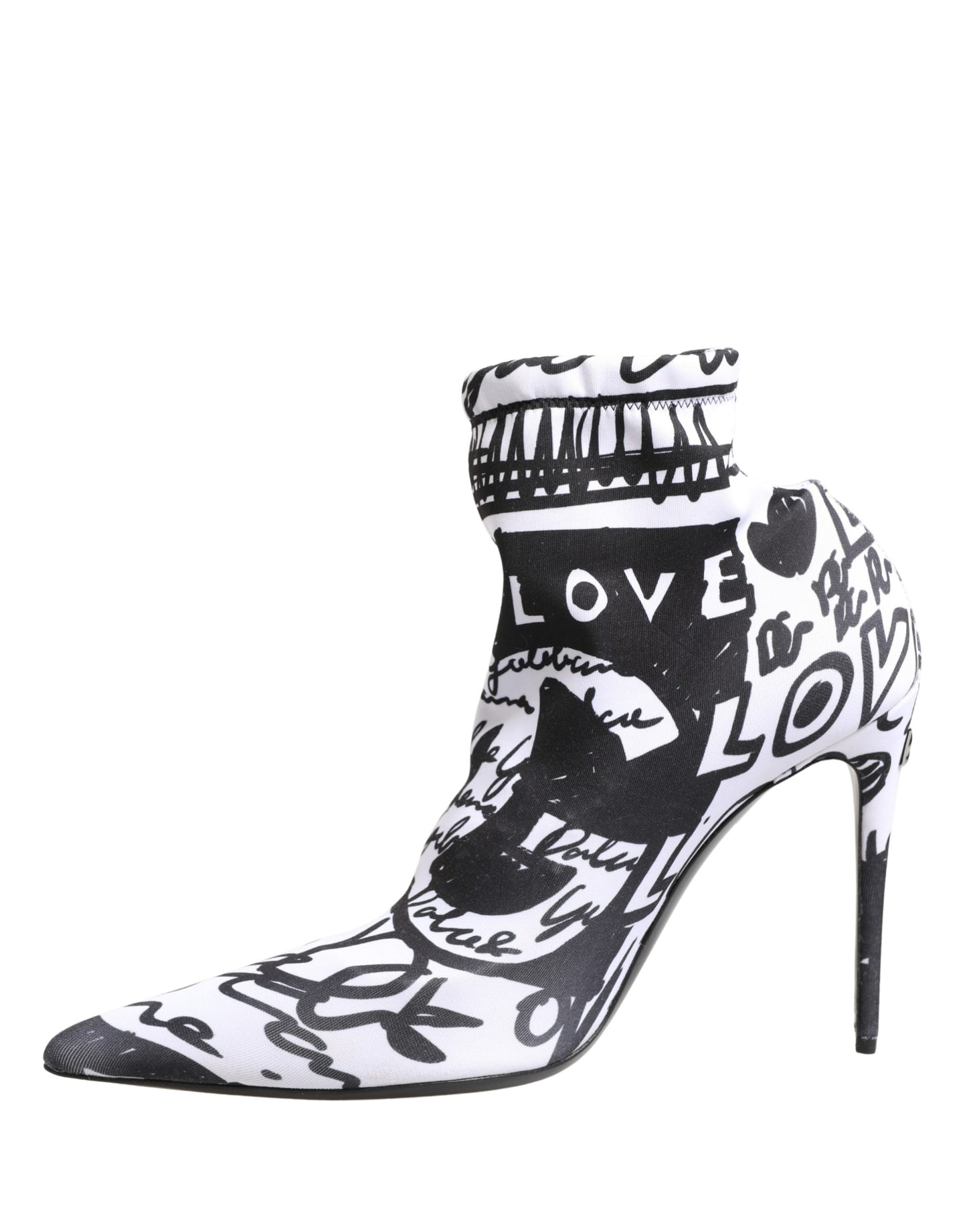 Dolce & Gabbana White Graffiti Stretch Ankle Boots Shoes