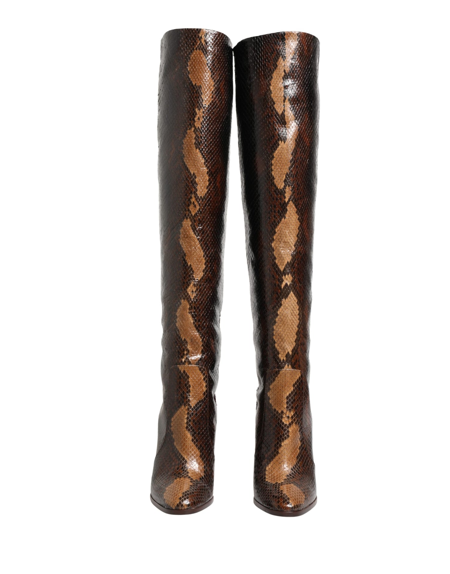 Dolce & Gabbana Brown Exotic Leather Knee High Boots Shoes