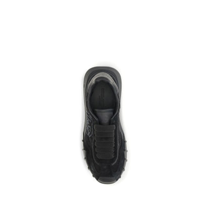 Dolce & Gabbana Black Calf Leather Bos Taurus Chunky Sneakers