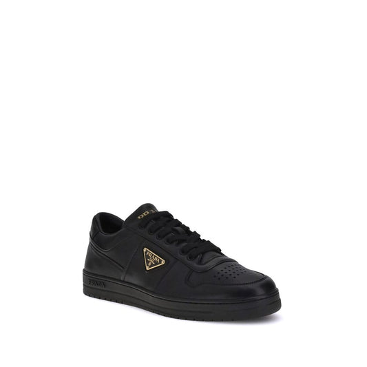 Prada Black Calf Leather Bos Taurus Low Top Sneakers