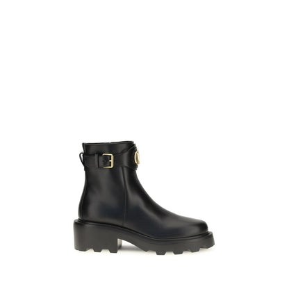 Valentino Garavani Black Calf Leather Bos Taurus Ankle Boots