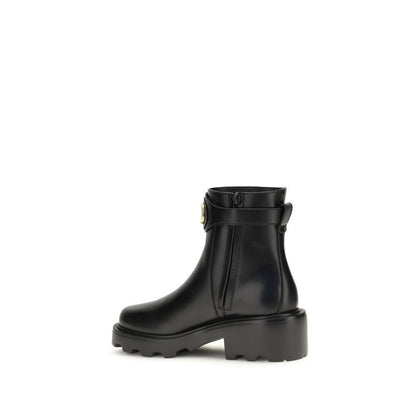 Valentino Garavani Black Calf Leather Bos Taurus Ankle Boots