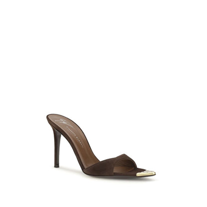 Giuseppe Zanotti Brown Calf Leather Bos Taurus Stiletto Heel Sandals