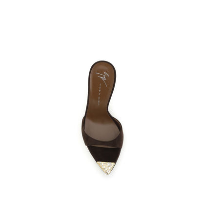Giuseppe Zanotti Brown Calf Leather Bos Taurus Stiletto Heel Sandals