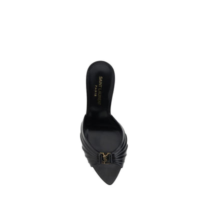 Saint Laurent Black Lamb Ovis Aries Stiletto Heel Sandals