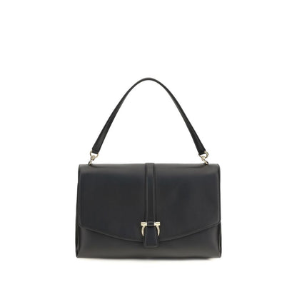 Ferragamo Black Calf Leather Bos Taurus Shoulder Bag