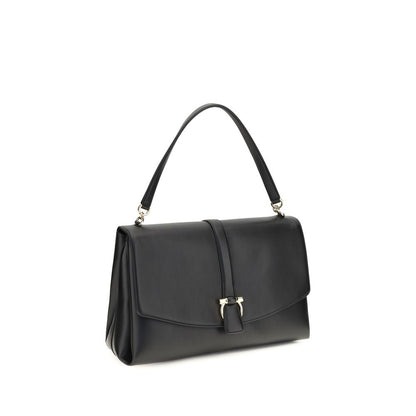 Ferragamo Black Calf Leather Bos Taurus Shoulder Bag