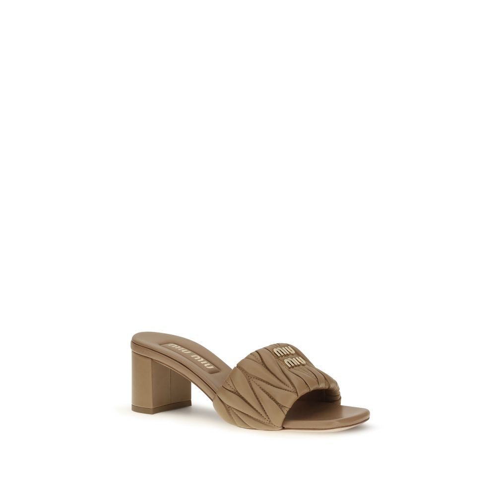 Miu Miu Beige Lamb Ovis Aries Platform Sandals