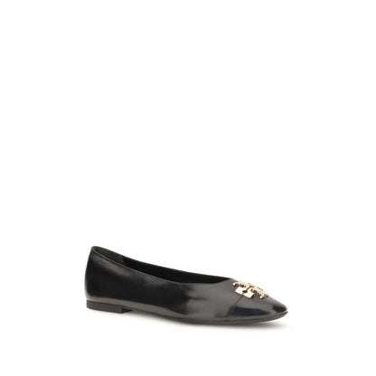 Tory Burch Black Calf Leather Bos Taurus Ballet Flats
