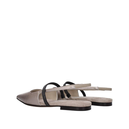 Brunello Cucinelli Beige Leather Mules