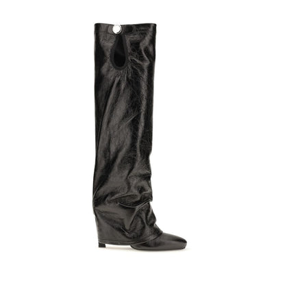 The Attico Black Calf Leather Bos Taurus Ankle Boots