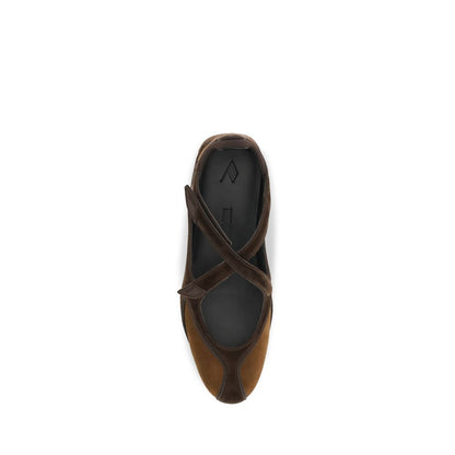 The Attico Brown Calf Leather Bos Taurus Ballet Flats