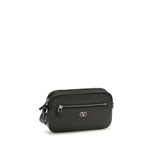 Valentino Garavani Black Calf Leather Bos Taurus Shoulder Bag