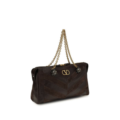Valentino Garavani Brown Calf Leather Bos Taurus Shoulder Bag