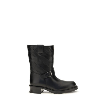 Valentino Garavani Black Calf Leather Bos Taurus Ankle Boots