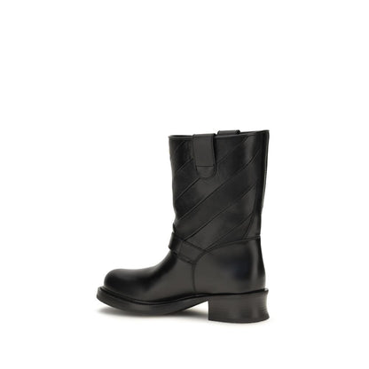 Valentino Garavani Black Calf Leather Bos Taurus Ankle Boots