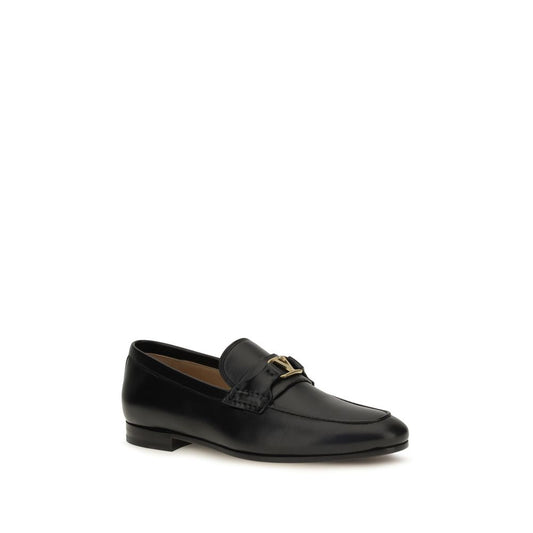 Valentino Garavani Black Calf Leather Bos Taurus Slip-On Loafers