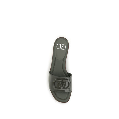 Valentino Garavani Bicolor Calf Leather Bos Taurus Flat Sandals