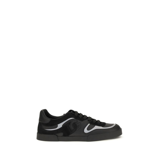 Dolce & Gabbana Black Calf Leather Bos Taurus Sneakers