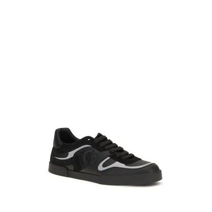 Dolce & Gabbana Black Calf Leather Bos Taurus Sneakers