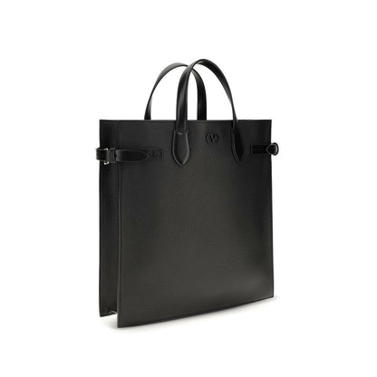 Valentino Garavani Black Calf Leather Bos Taurus Shoulder Bag