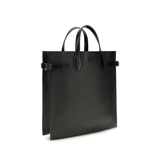 Valentino Garavani Black Calf Leather Bos Taurus Shoulder Bag