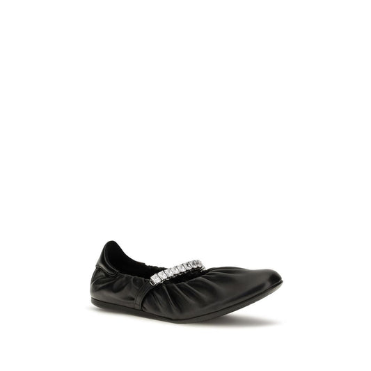 Jimmy Choo Black Calf Leather Bos Taurus Ballet Flats