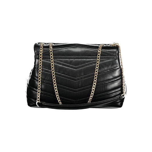 Mario Valentino Nero Polyurethane Women's Bag with Chain Shoulder Strap