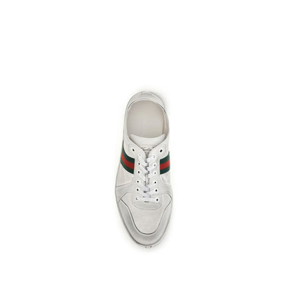 Gucci White Calf Leather Bos Taurus Low Top Sneakers