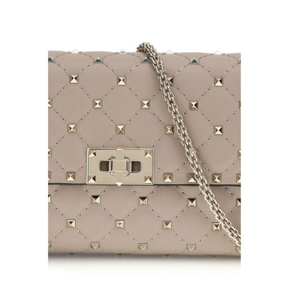 Valentino Garavani Beige Calf Leather Bos Taurus Shoulder Bag