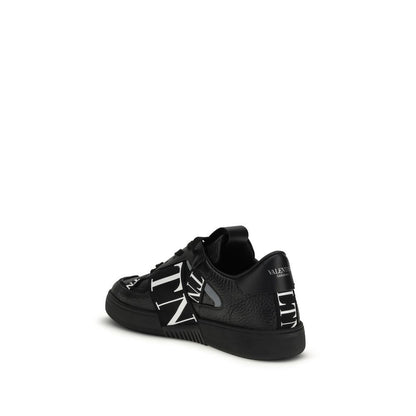 Valentino Garavani Black Calf Leather Bos Taurus Athletic Sneakers