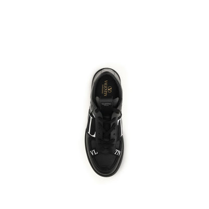 Valentino Garavani Black Calf Leather Bos Taurus Athletic Sneakers