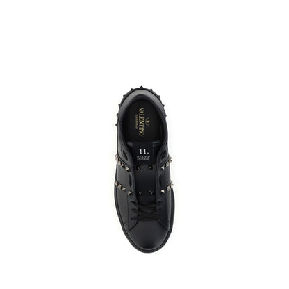 Valentino Garavani Black Calf Leather Bos Taurus Sneakers