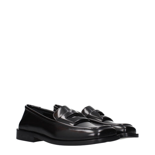 The Attico Black Leather Slip-On Loafers