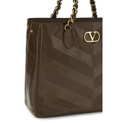 Valentino Garavani Brown Calf Leather Bos Taurus Shoulder Bag