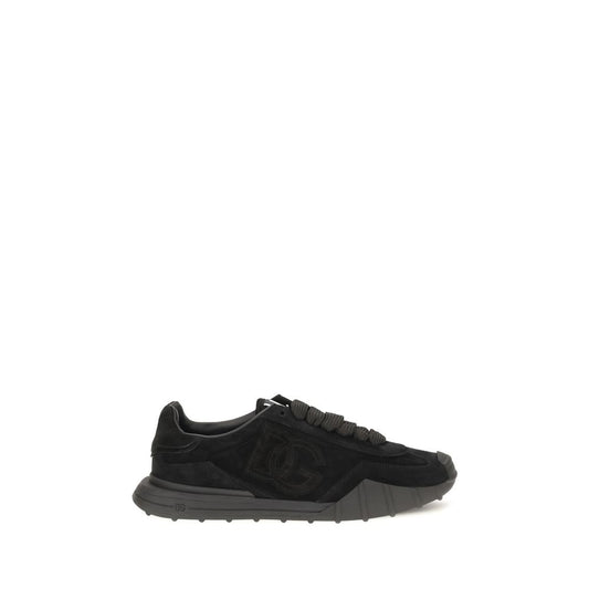 Dolce & Gabbana Black Calf Leather Bos Taurus Athletic Sneakers