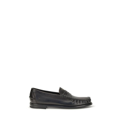 Prada Black Calf Leather Bos Taurus Slip-On Loafers