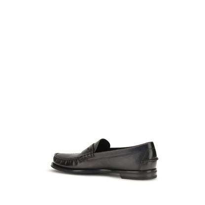 Prada Black Calf Leather Bos Taurus Slip-On Loafers