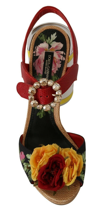 Dolce & Gabbana Multicolor Floral Crystal Embellished Sandals